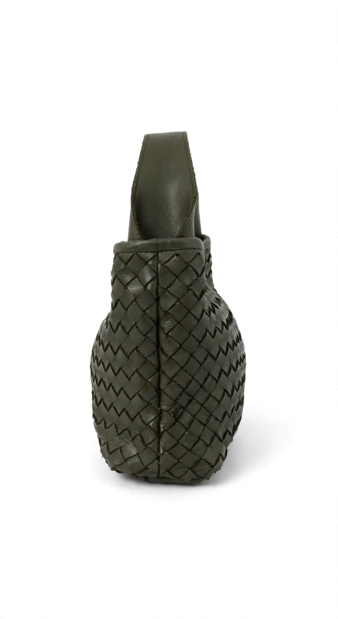 ITACA 00 - BORSA INTRECCAIATA IN PELLE MILITARE PICCOLA