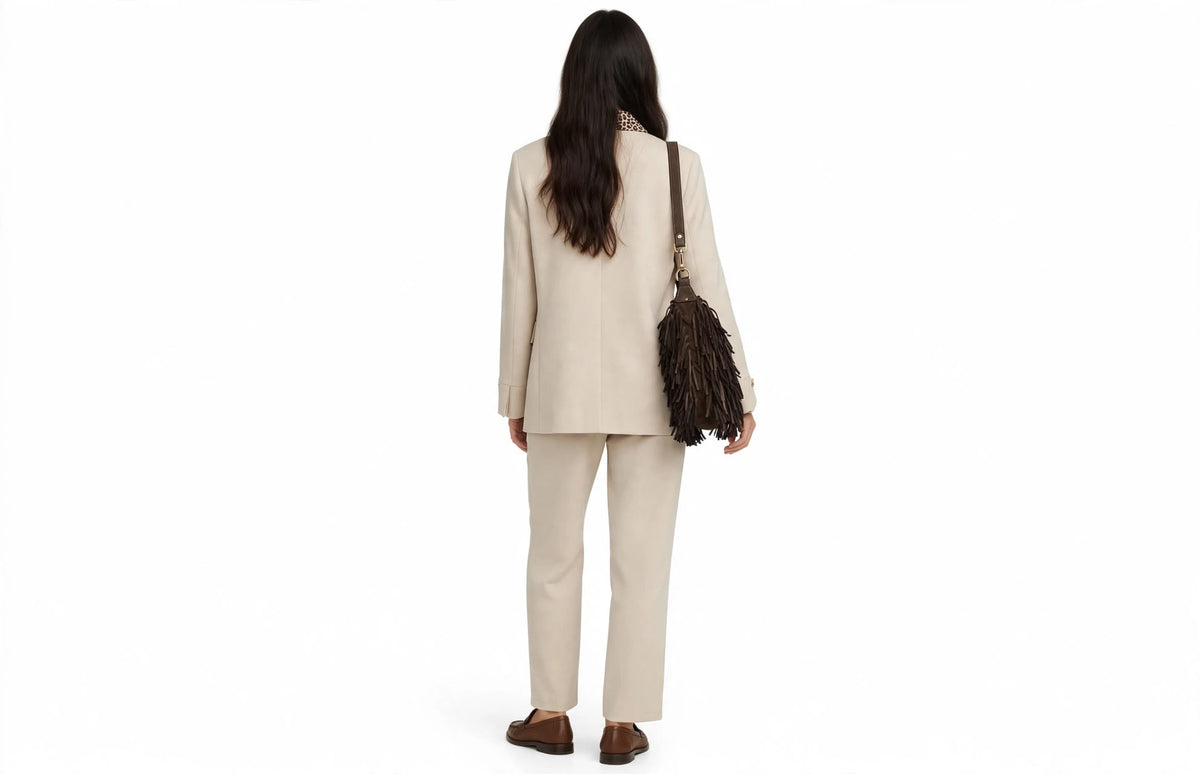 ESHON - PANTALONE CLASSICO DONNA CREMA