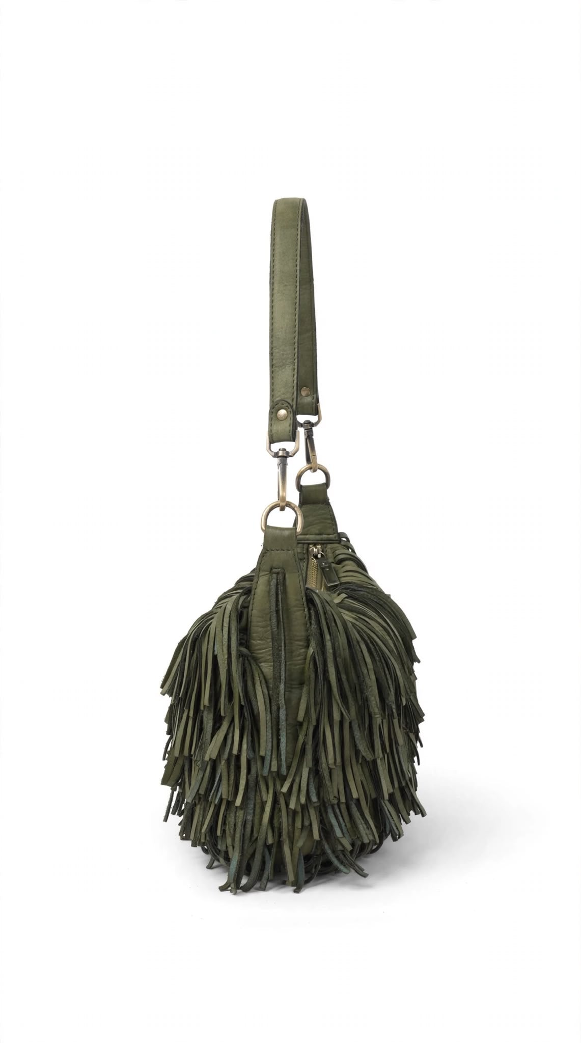 ITACA 90 - BORSA CON FRANGE IN PELLE MILITARE