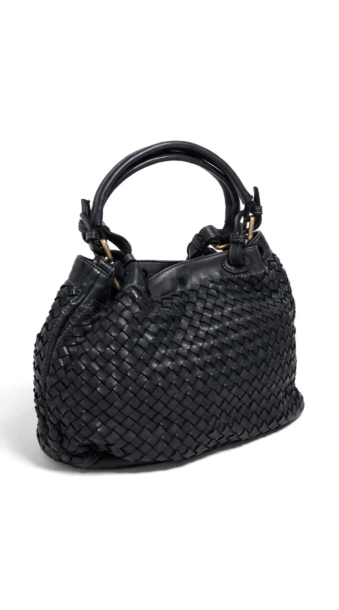 ITACA 18- BORSA INTRECCAIATA IN PELLE NERA