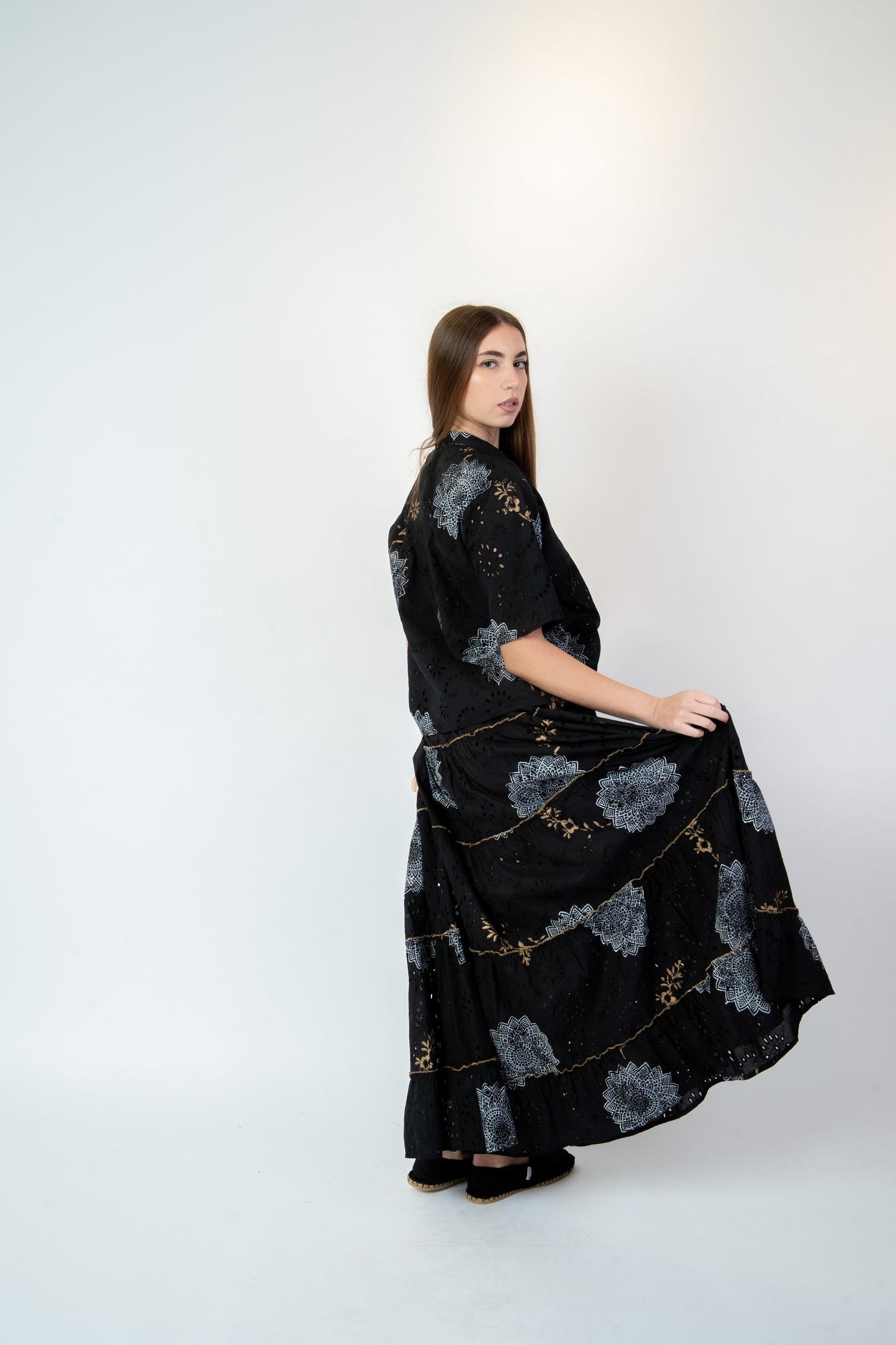 Abril - Camicia fantasia nero