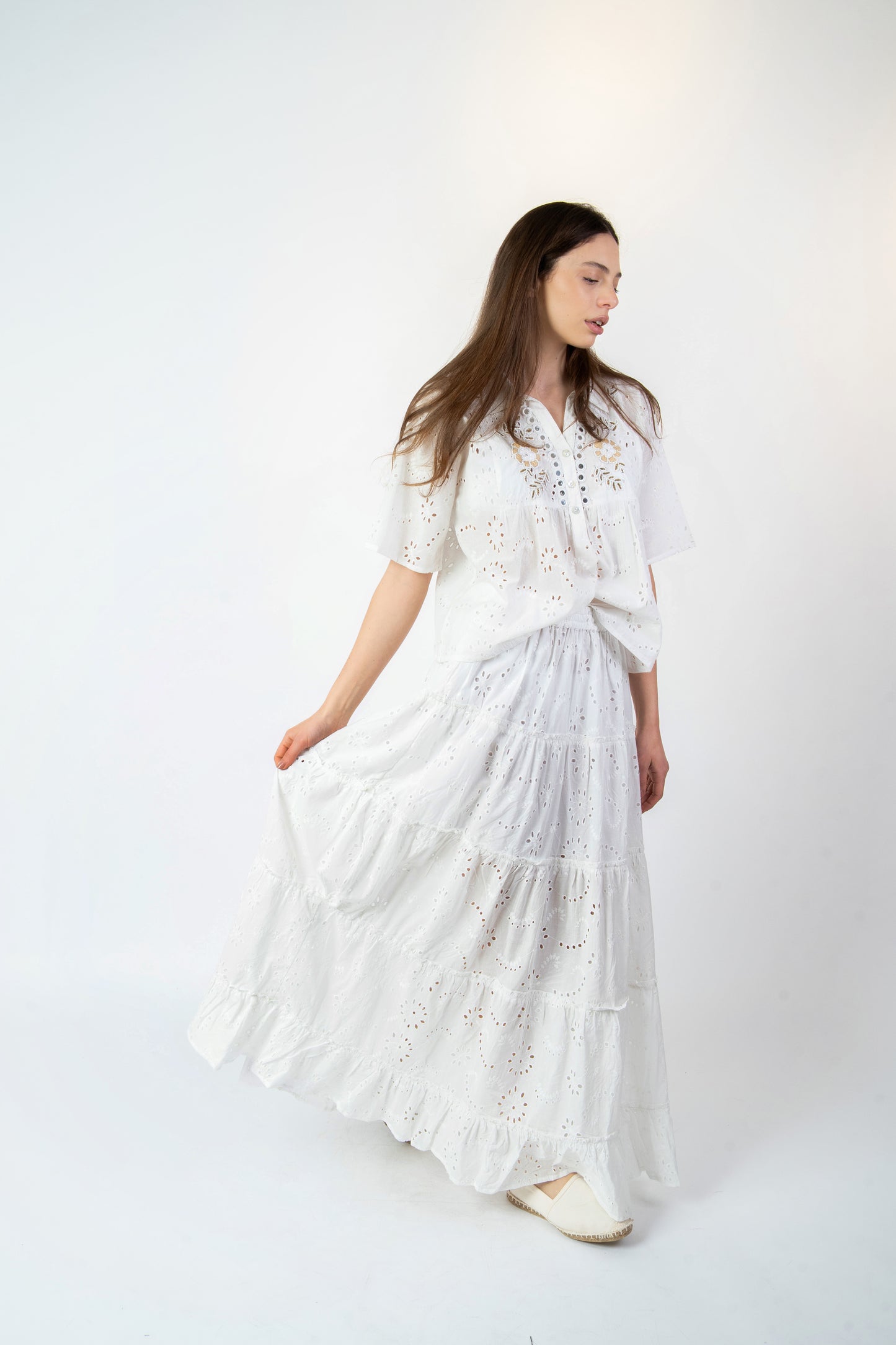 Abril -Camicia fantasia bianco