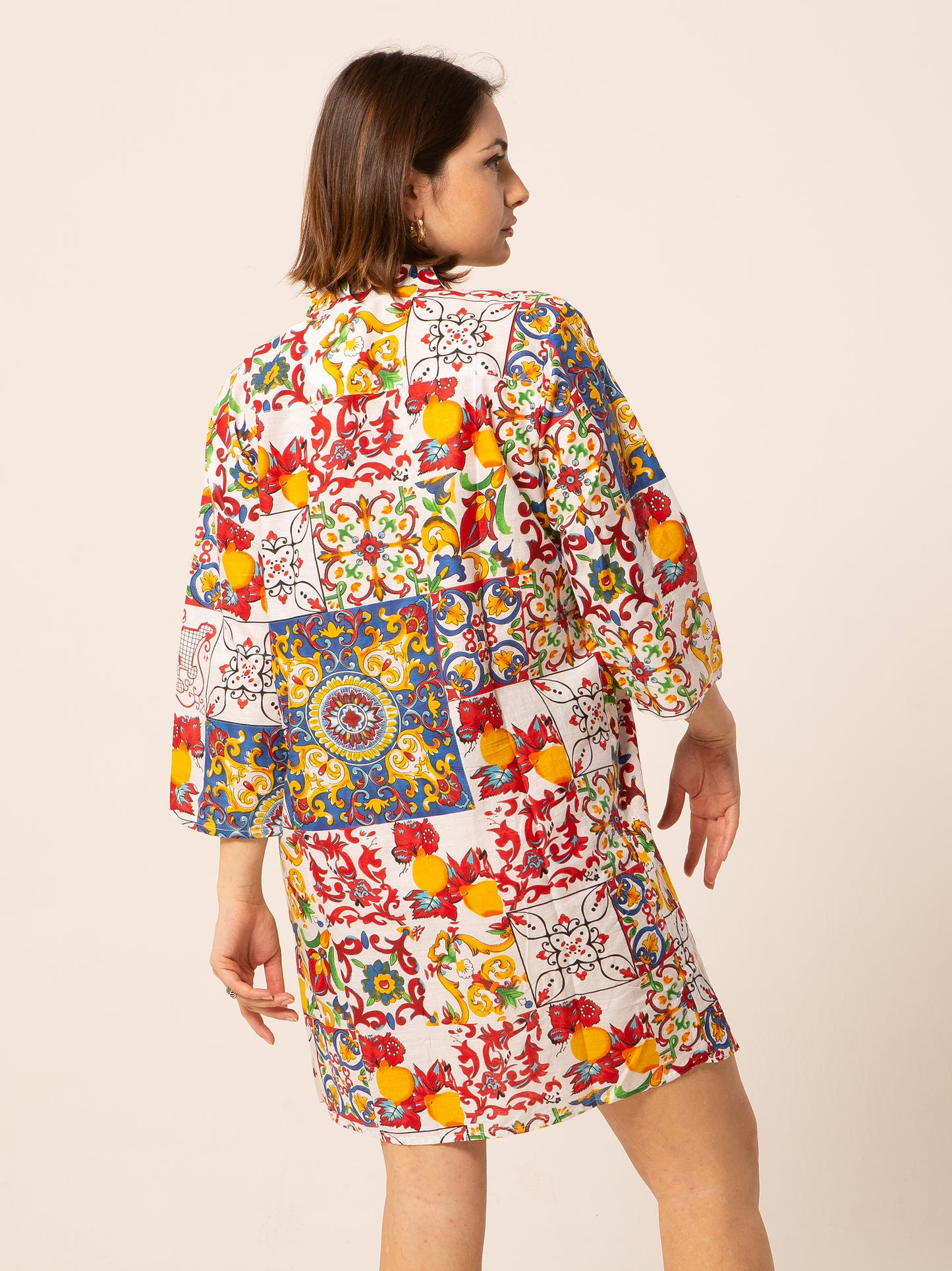 Abito Mix - rosso fantasia arancia