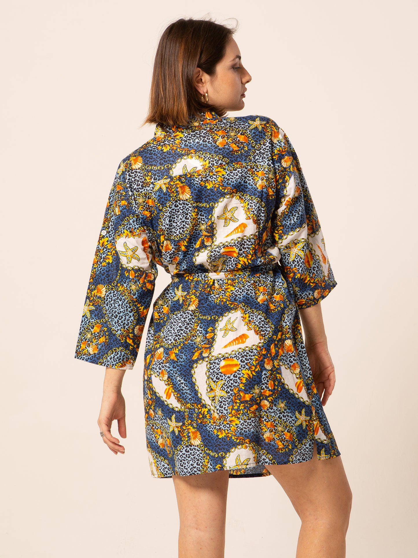 Abito Mix - blu fantasia leopardata