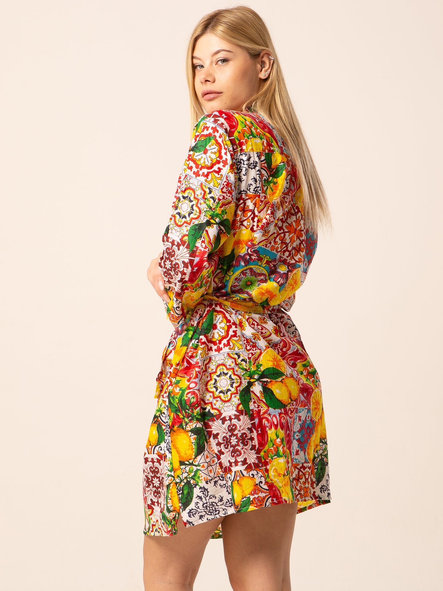 Abito Mix - rosso fantasia maiolica limoni