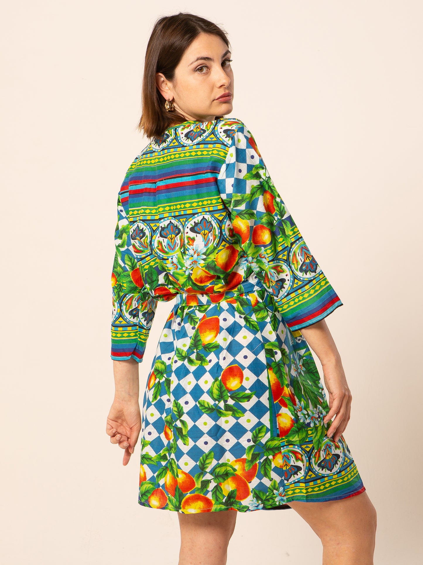 Abito Mix - blu fantasia scacchi