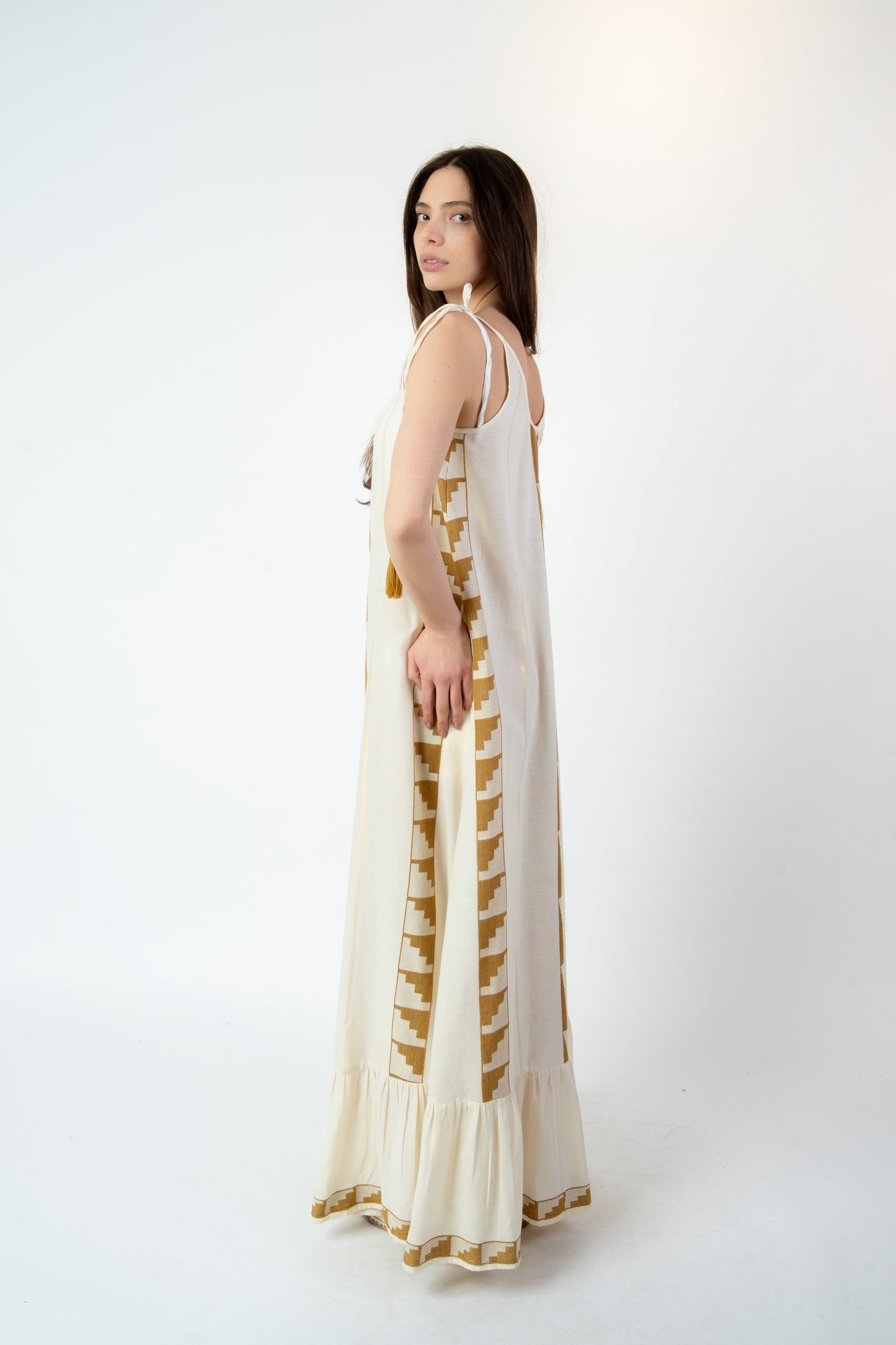 Gaia - Abito fantasia bianco/beige