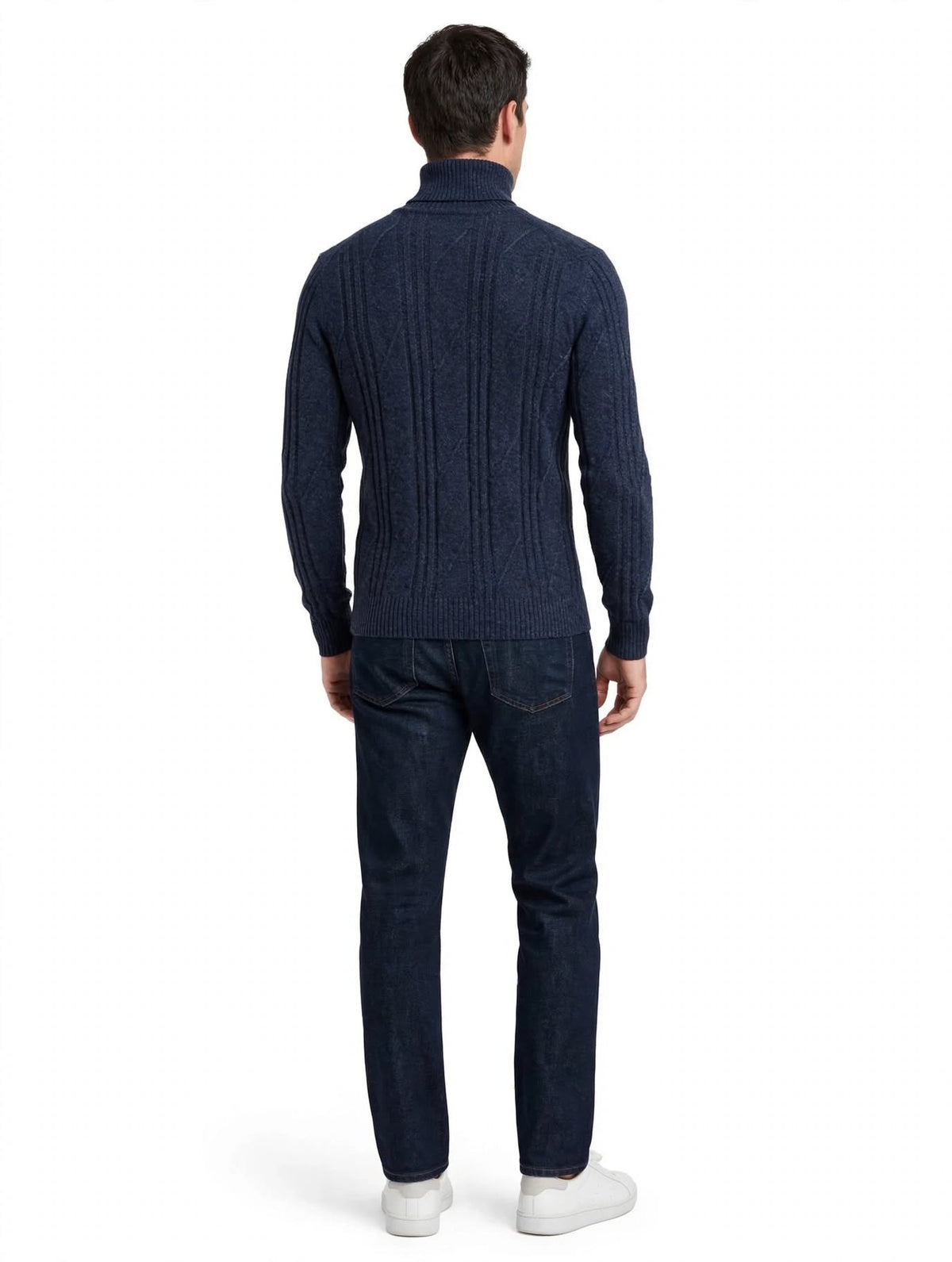 RUFFANO- MAGLIONE COLLO ALTO FANTASIA BLU