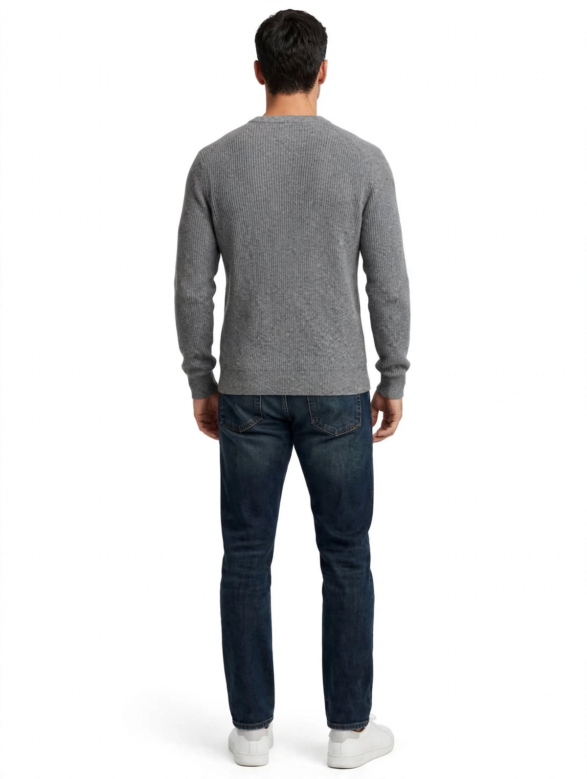 TUFO - MAGLIONE GIRO COLLO A COSTINE GRIGIO