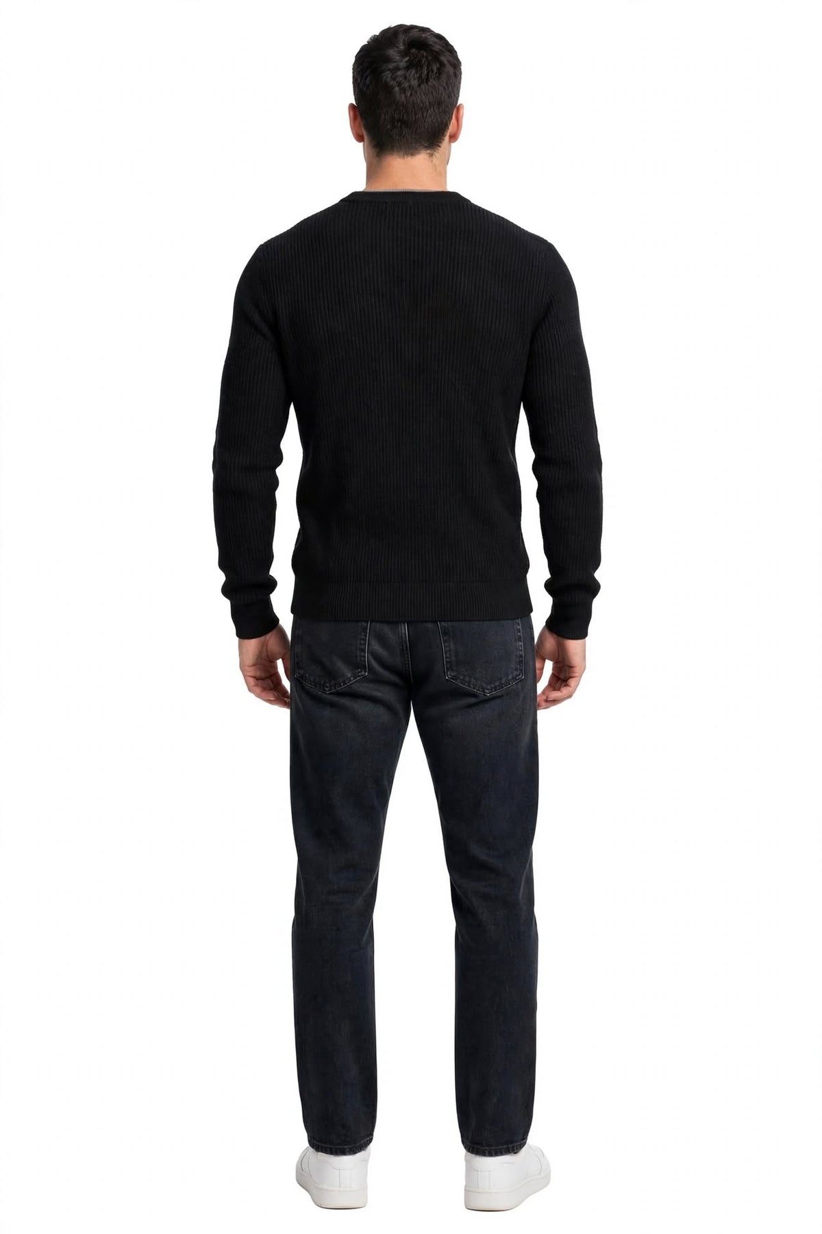 TUFO - MAGLIONE GIRO COLLO A COSTINE NERO