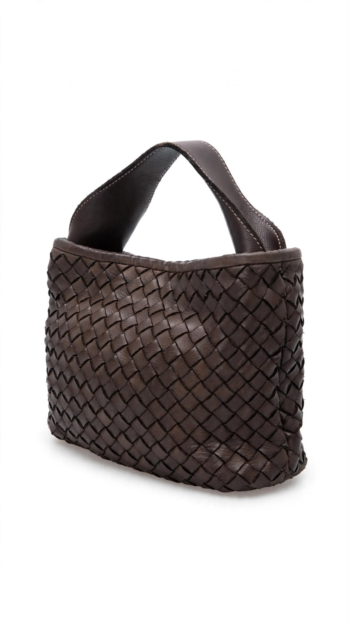 ITACA 00 - BORSA INTRECCAIATA IN PELLE MORO PICCOLA