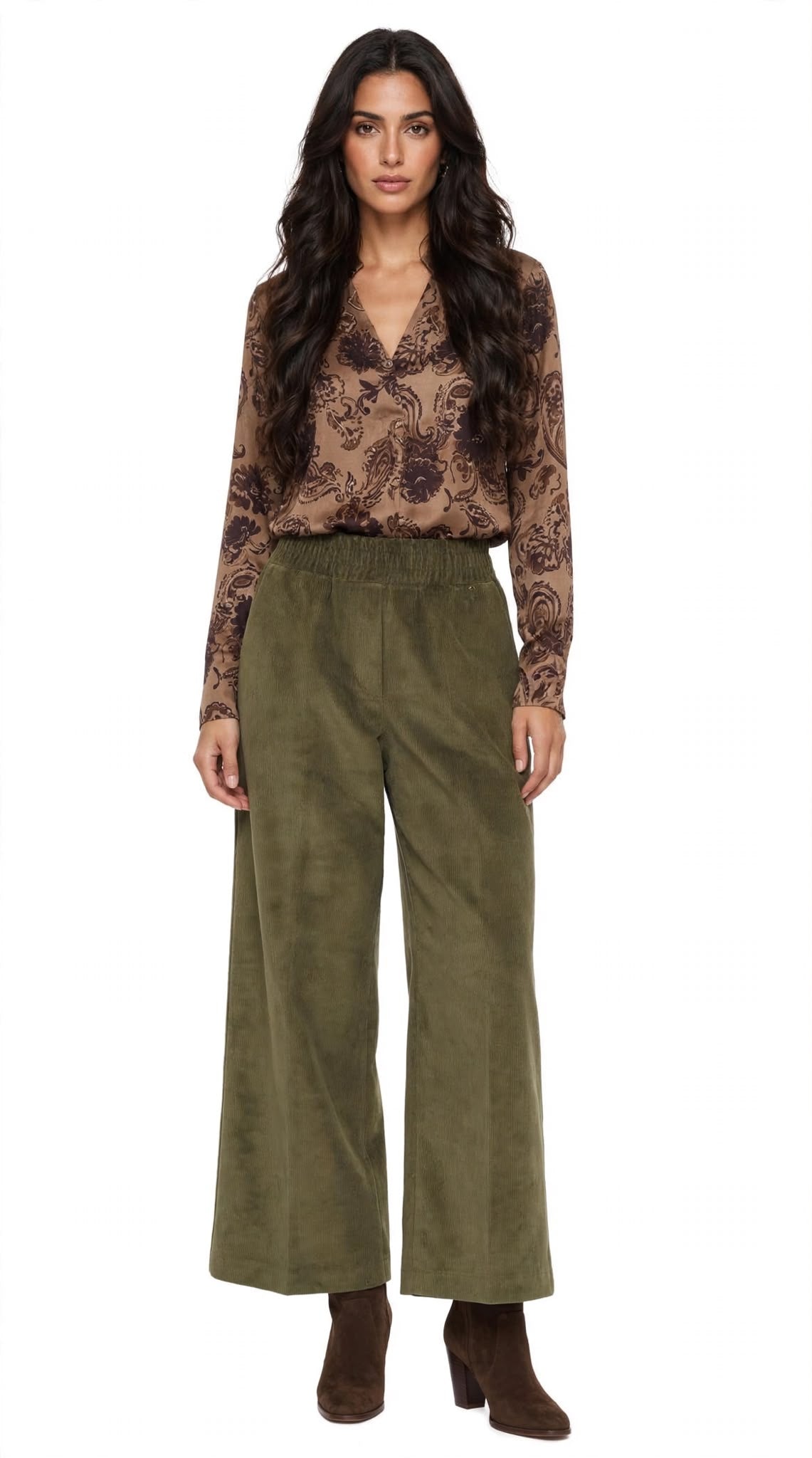 OSLO 591 - PANTALONE DONNA VELLUTO VERDE