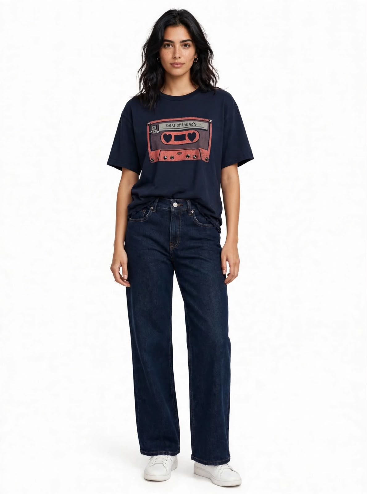 MIXED  - T-SHIRT CON STAMPA E BORCHIE BLU