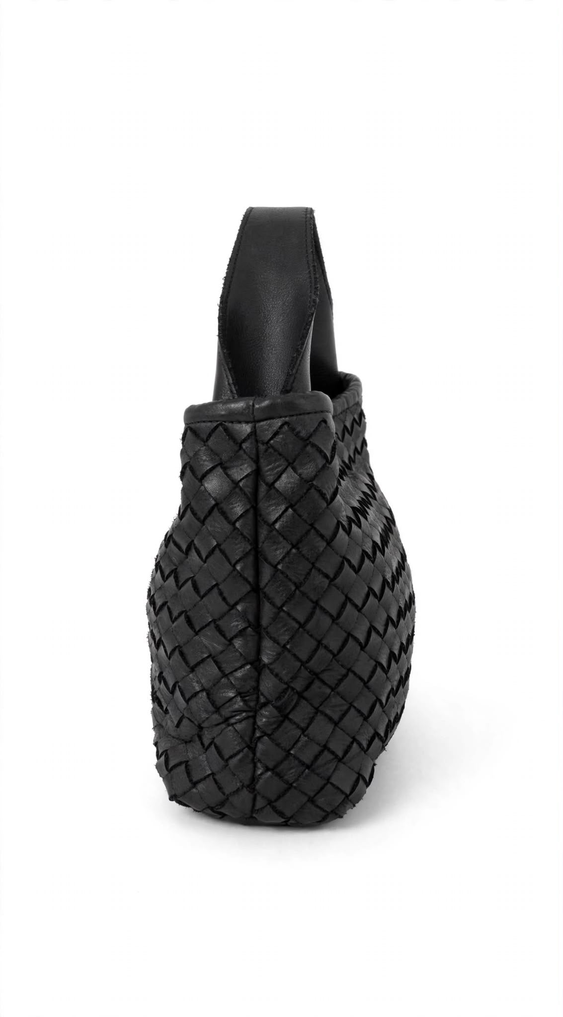 ITACA 00 - BORSA INTRECCAIATA IN PELLE NERO PICCOLA