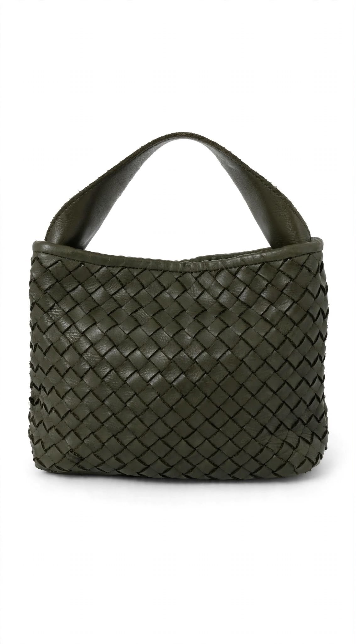 ITACA 00 - BORSA INTRECCAIATA IN PELLE MILITARE PICCOLA