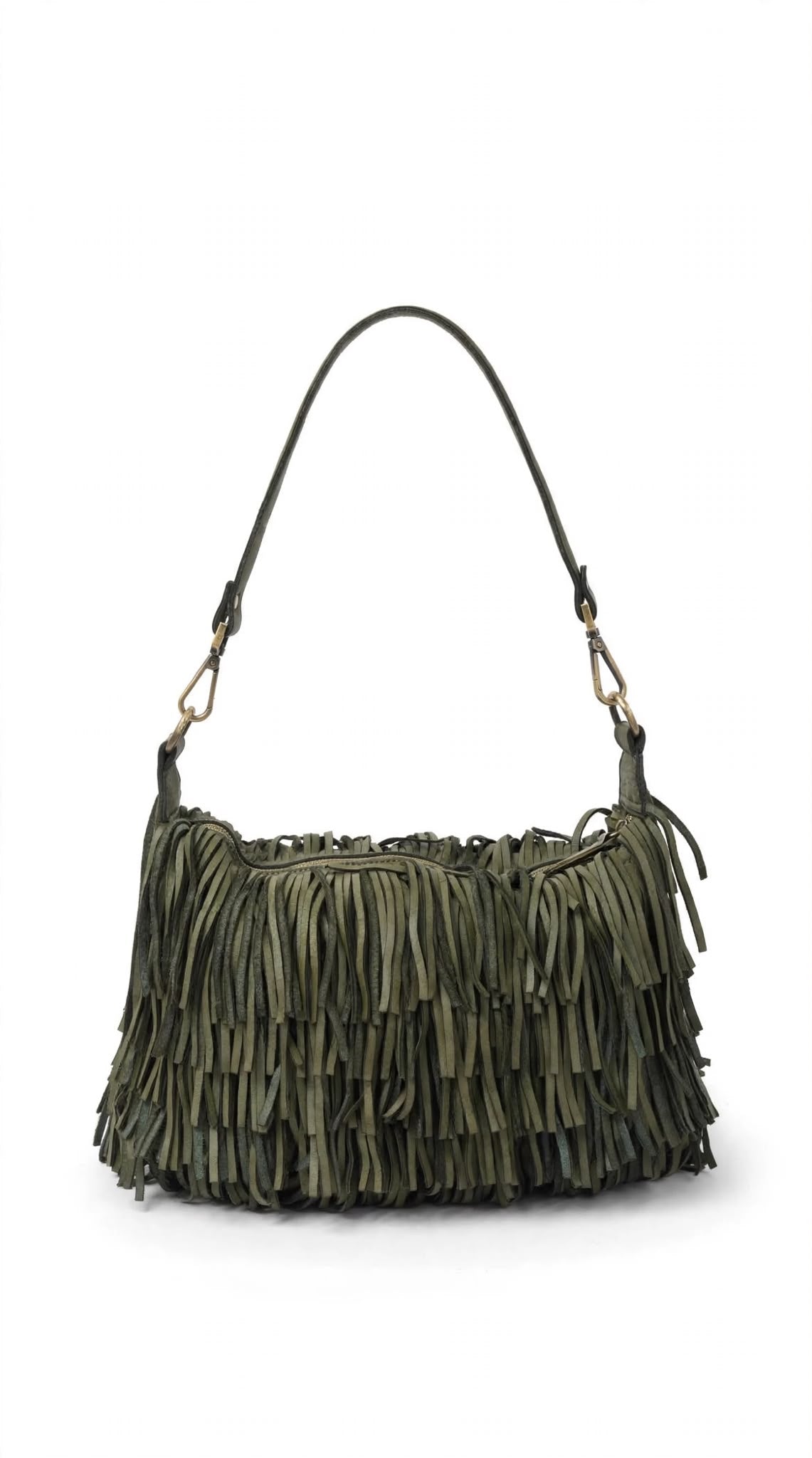ITACA 90 - BORSA CON FRANGE IN PELLE MILITARE