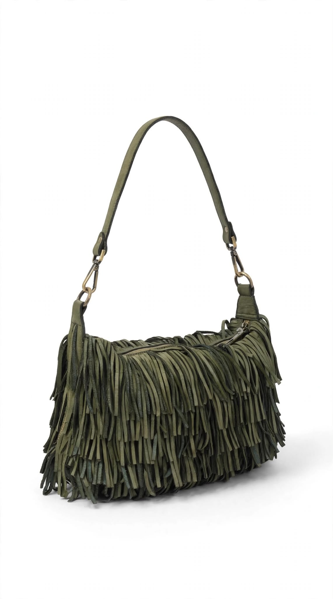 ITACA 90 - BORSA CON FRANGE IN PELLE MILITARE