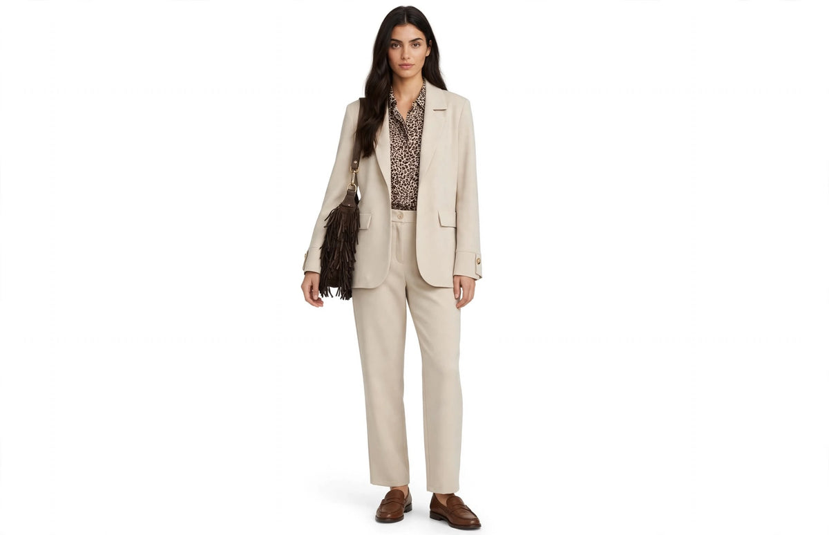 ESHON - PANTALONE CLASSICO DONNA CREMA