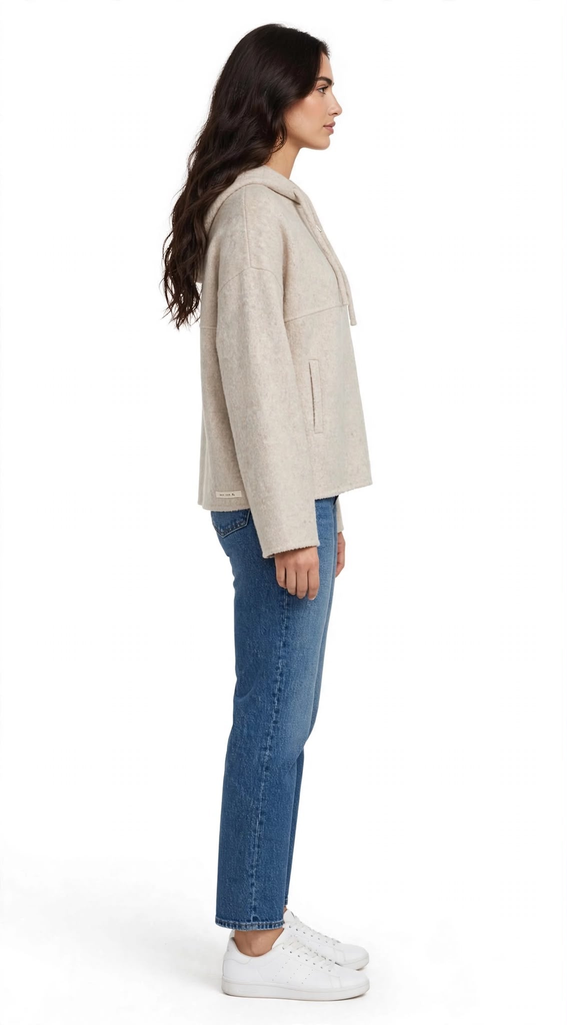 SIREN - CAPPOTTO CORTO BOXY CON CAPPUCCIO SABBIA