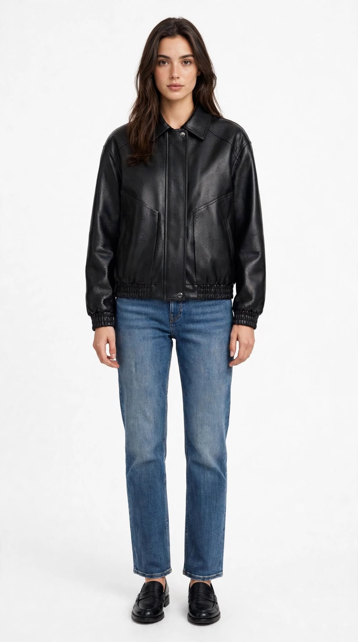 MOTHAVEN - BOMBER ECOPELLE LOOSE FIT NERO