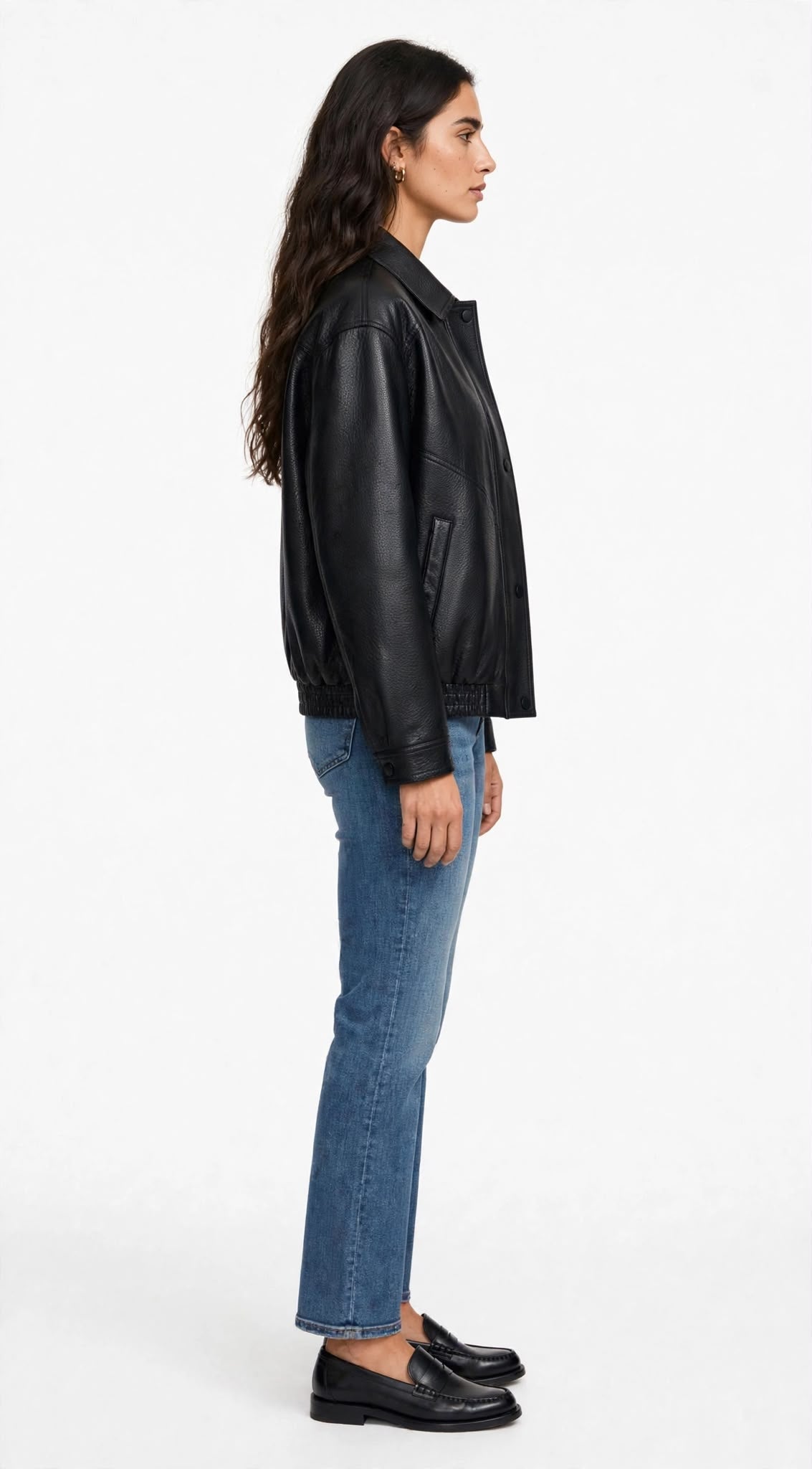MOTHAVEN - BOMBER ECOPELLE LOOSE FIT NERO