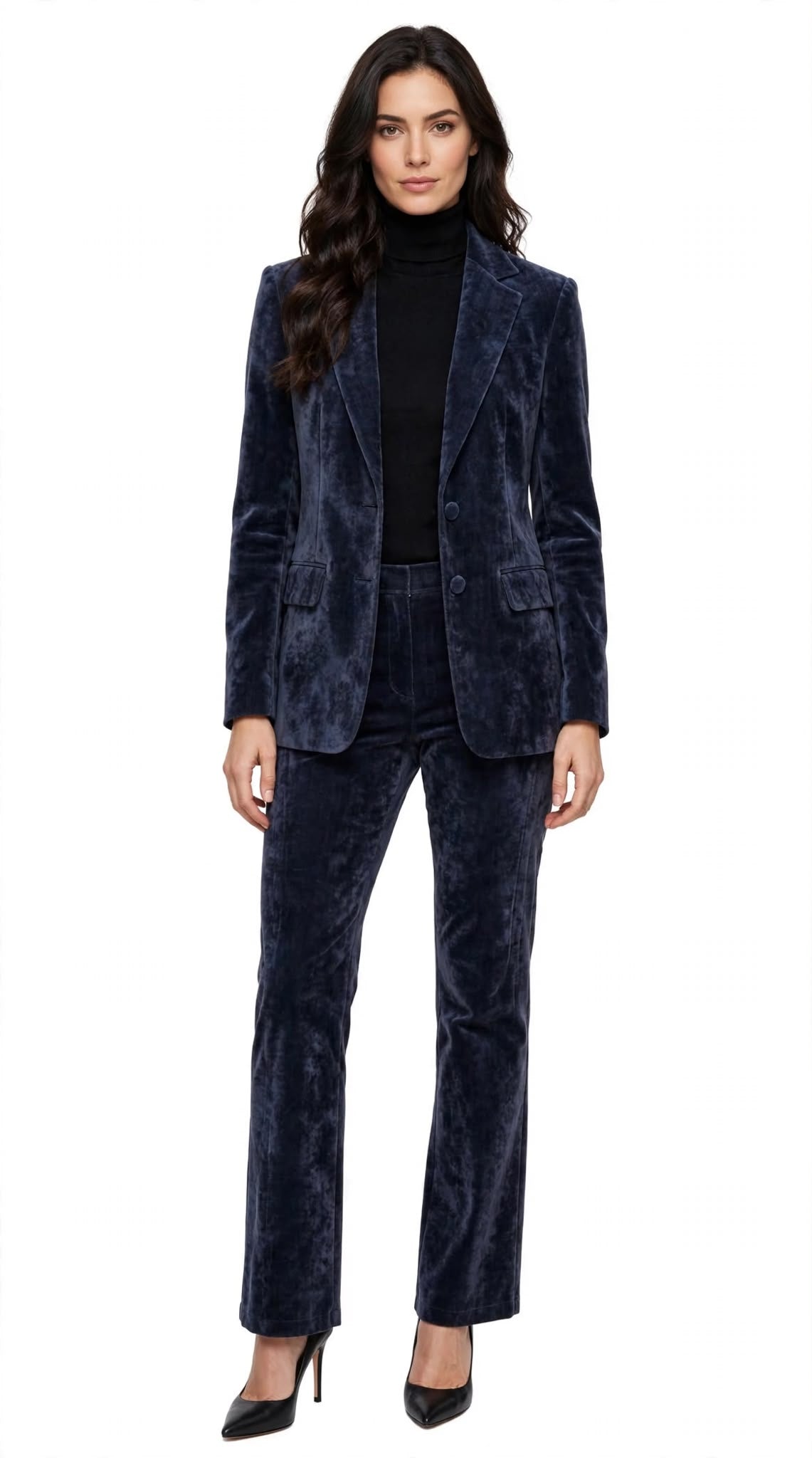 MADRID513 - PANTALONE DONNA VELLUTO BLU