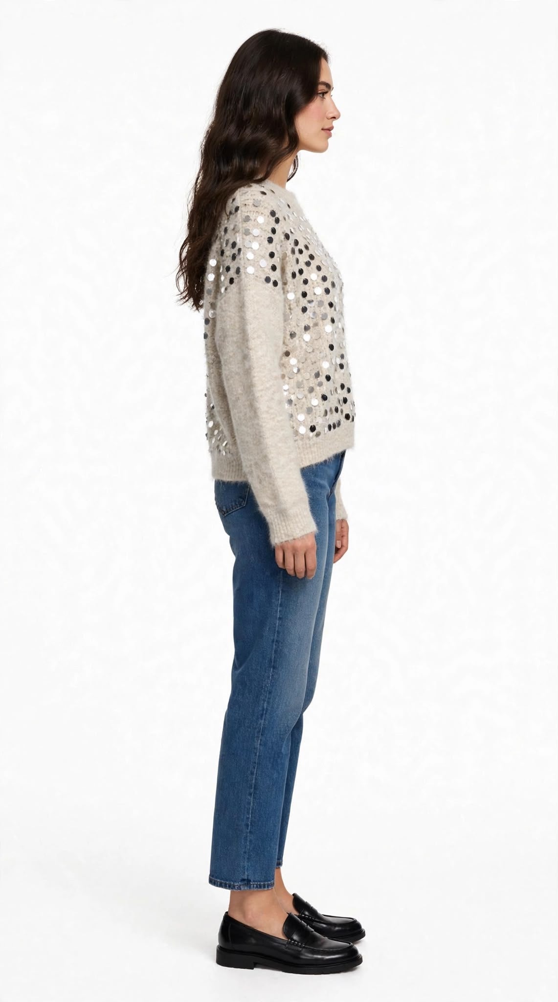SPECCHI - MAGLIONE GESSO CON PAILLETTES