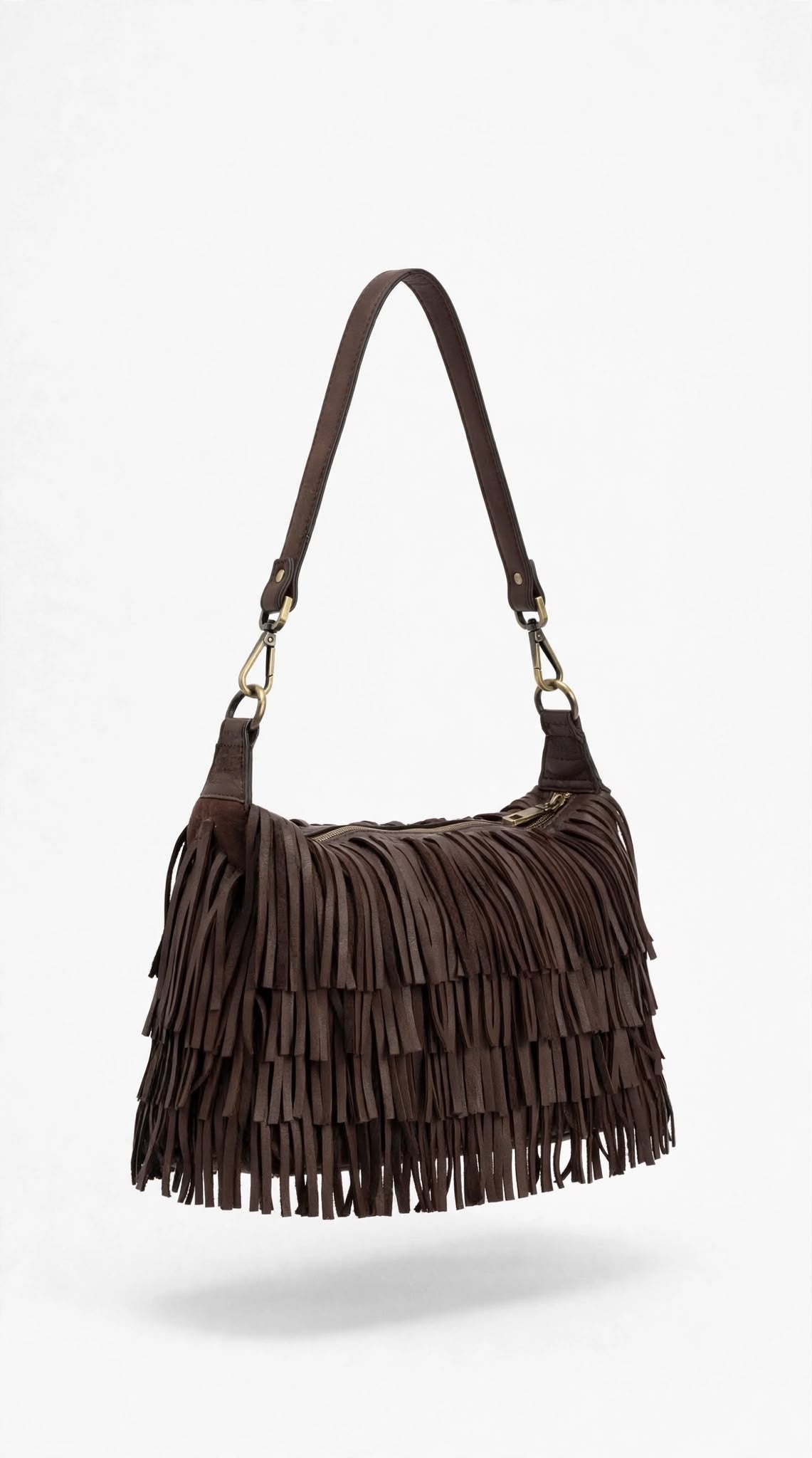 ITACA 90 - BORSA CON FRANGE IN PELLE MORO