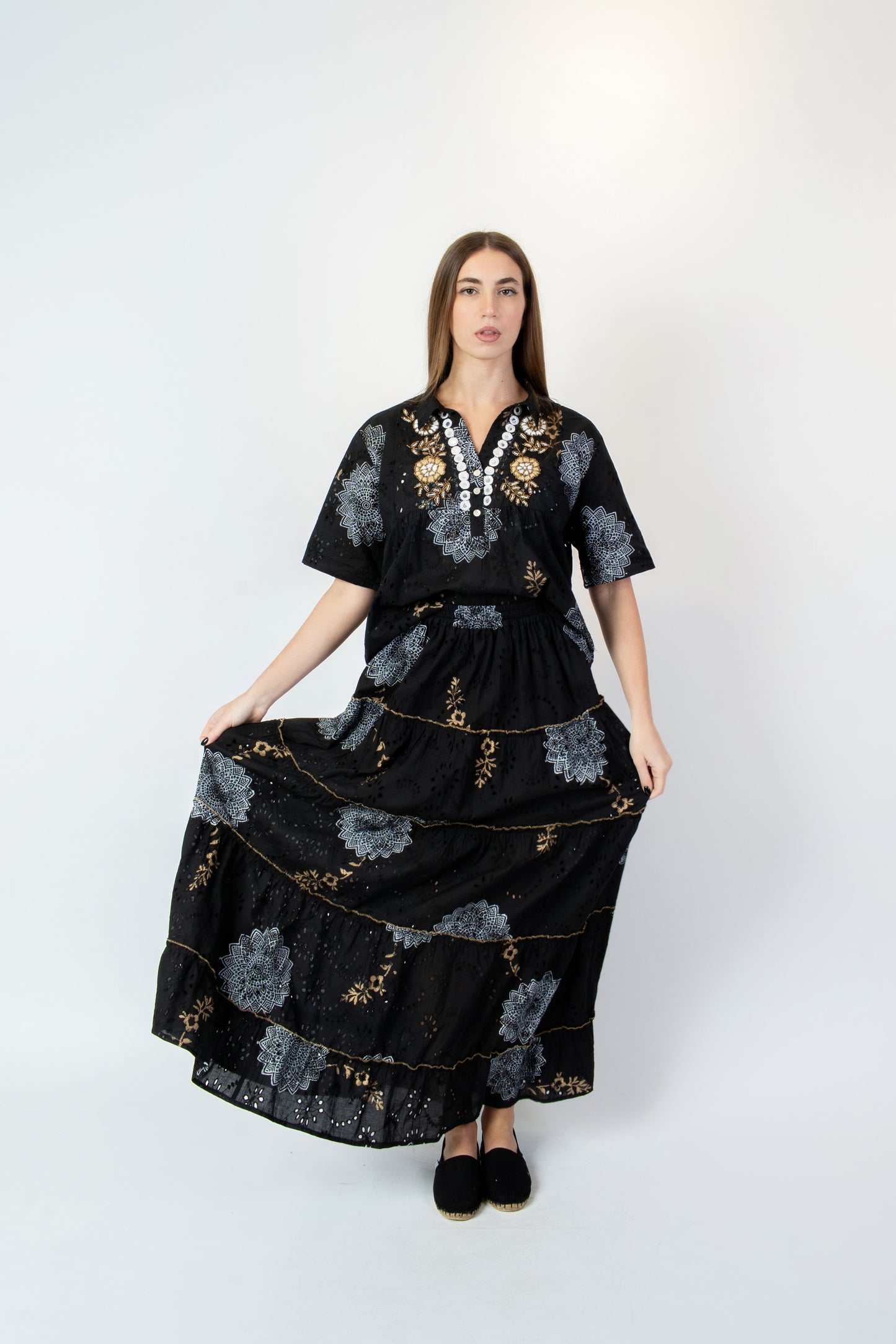 Abril - Camicia fantasia nero