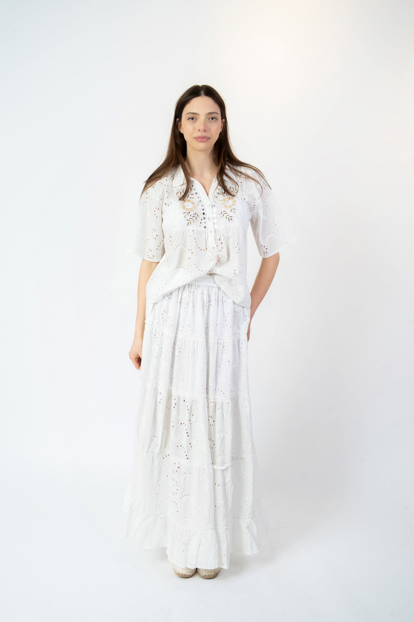 Abril -Camicia fantasia bianco