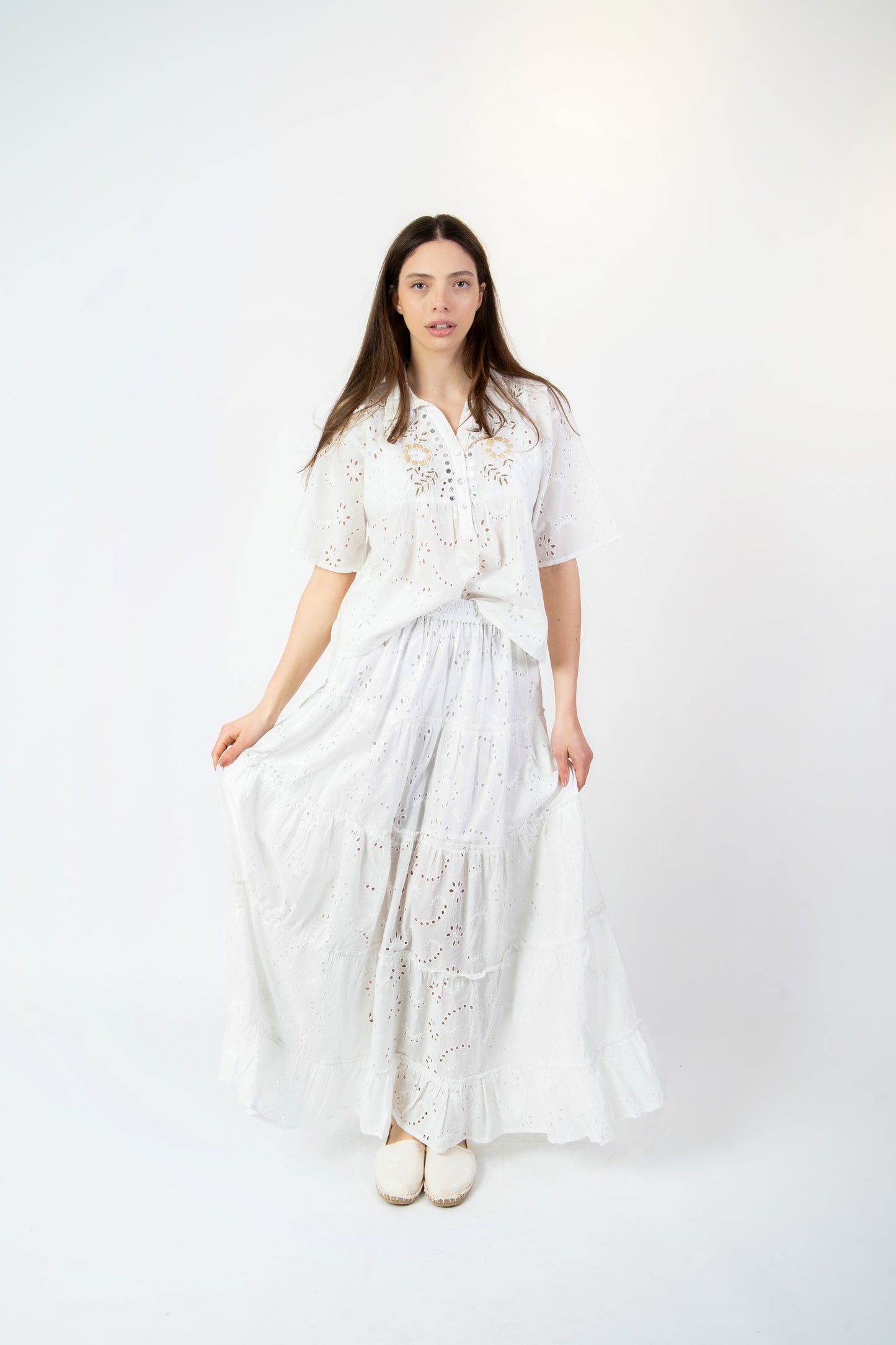 Abril -Camicia fantasia bianco