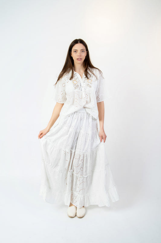 Abril -Camicia fantasia bianco