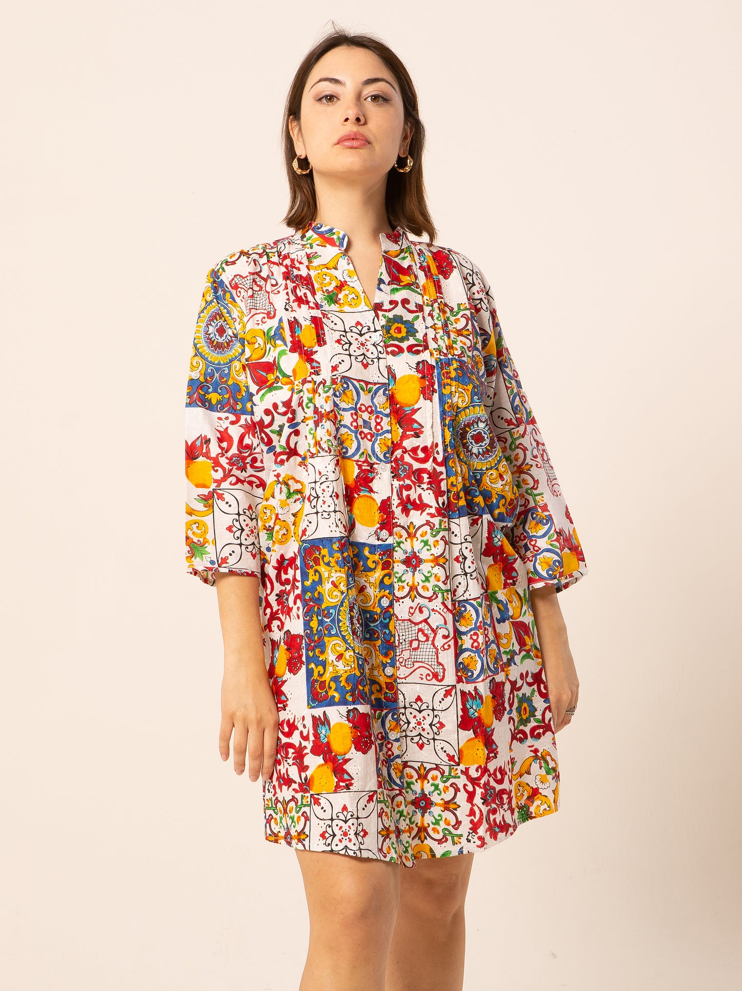 Abito Mix - rosso fantasia arancia