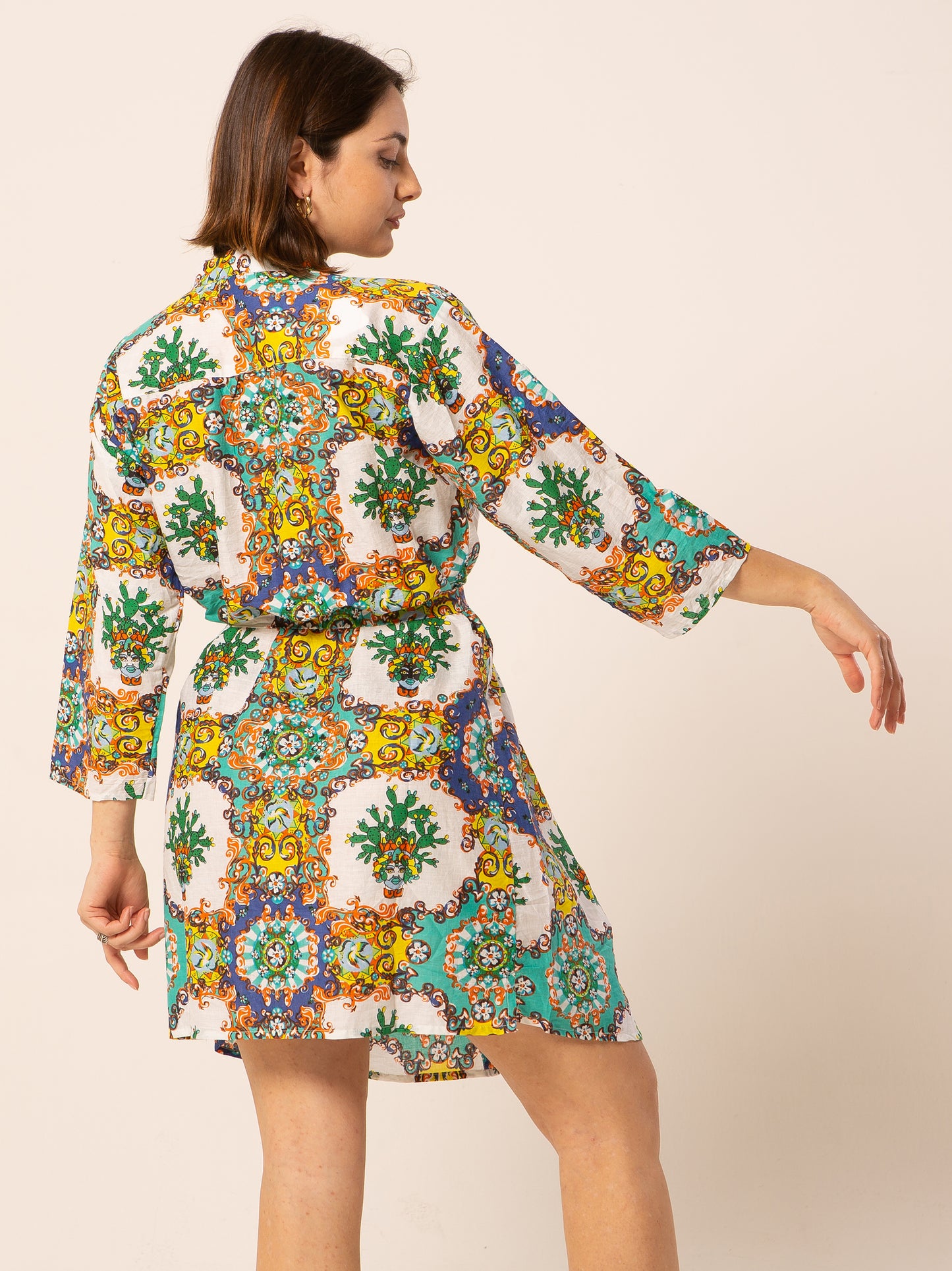 Abito Mix - verde acqua fantasia cactus