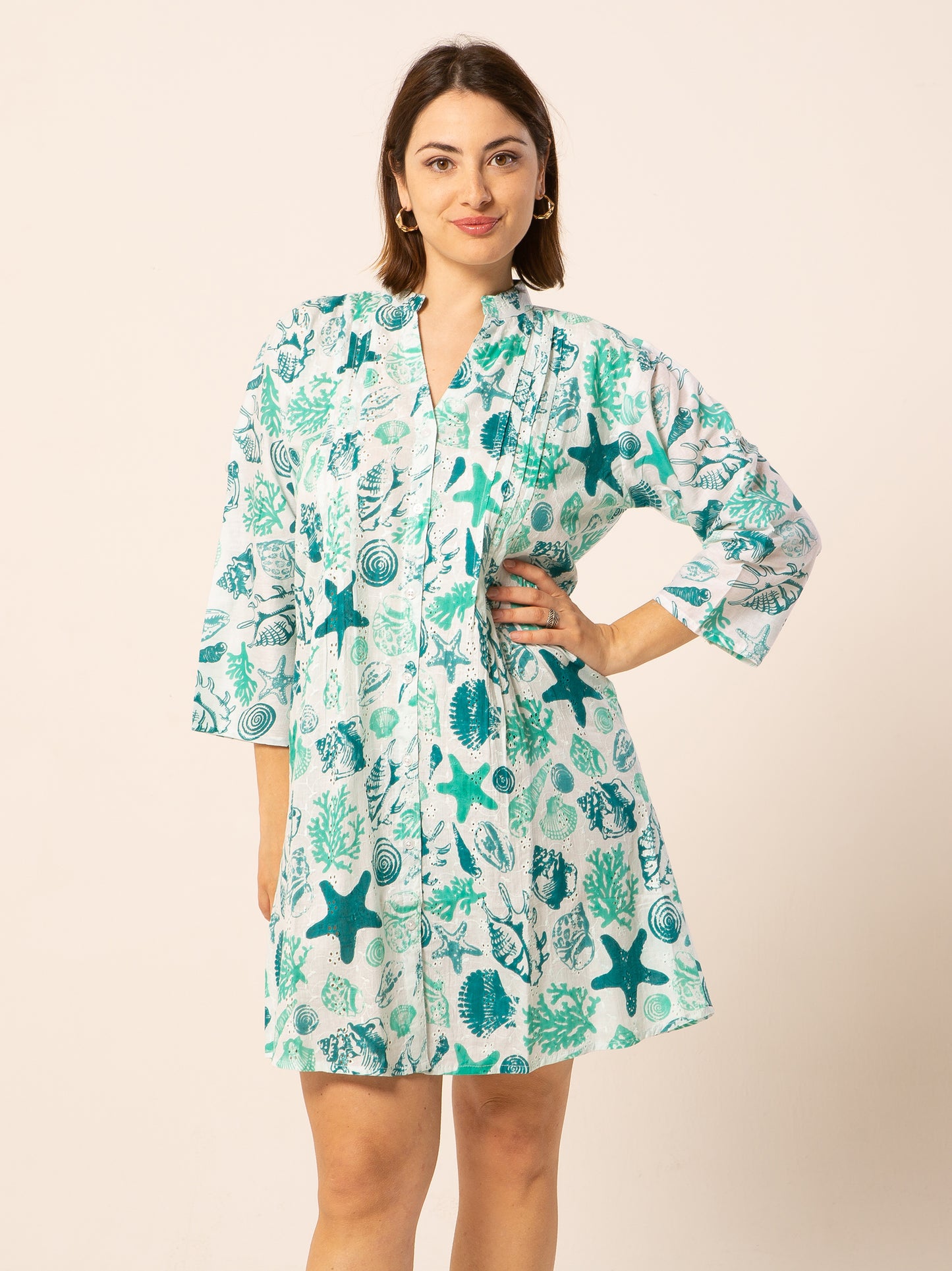 Abito Mix - verde acqua fantasia conchiglie