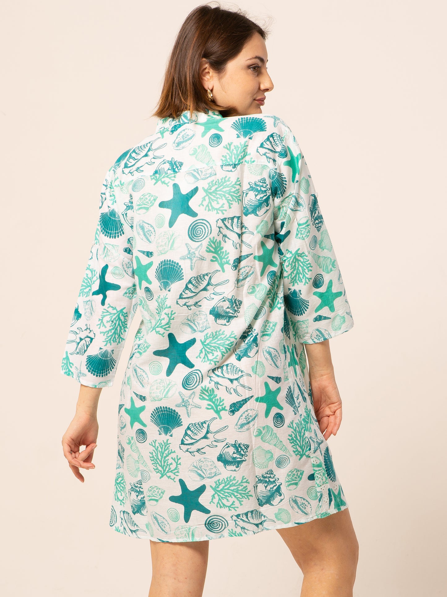 Abito Mix - verde acqua fantasia conchiglie