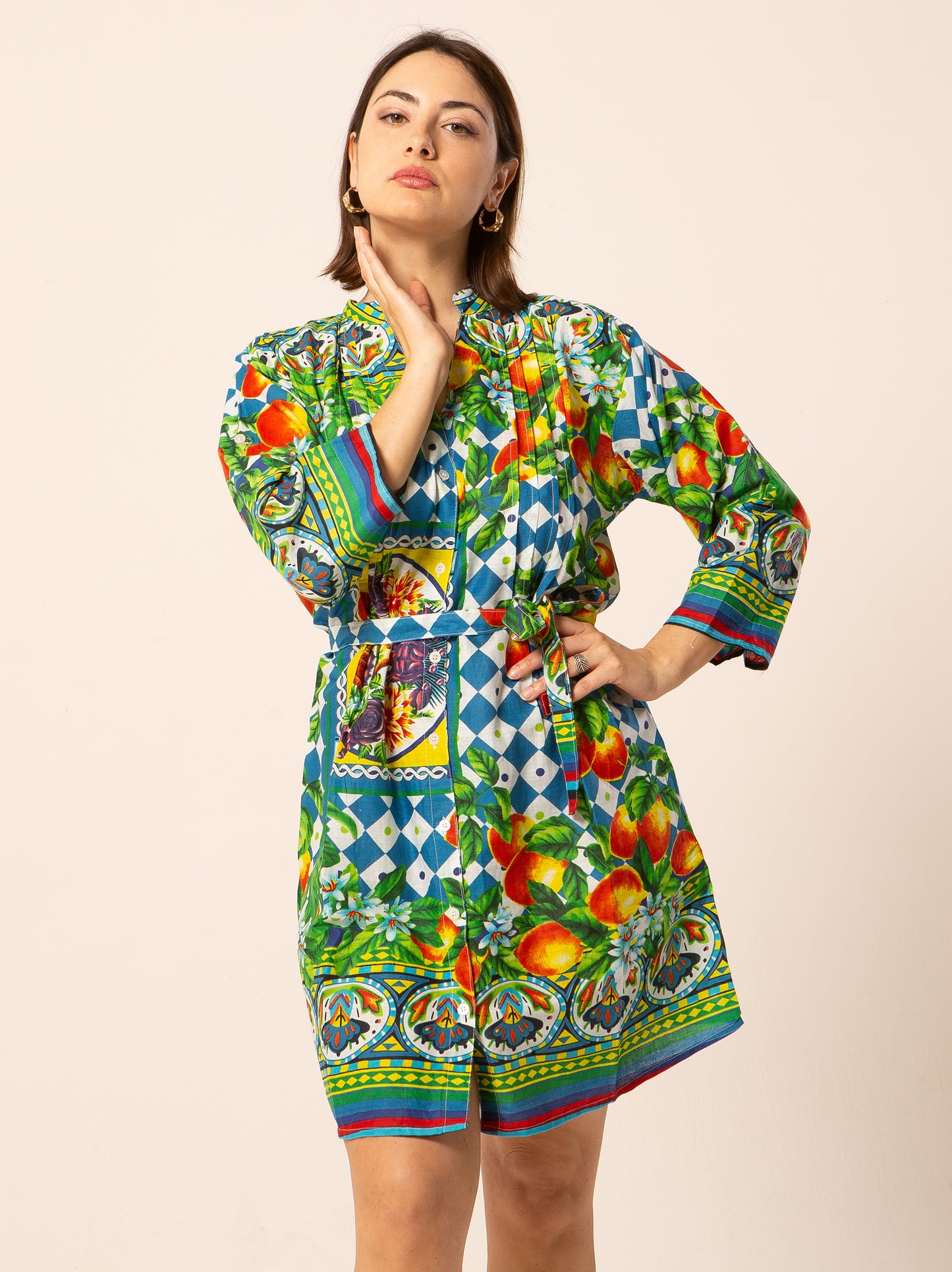 Abito Mix - blu fantasia scacchi