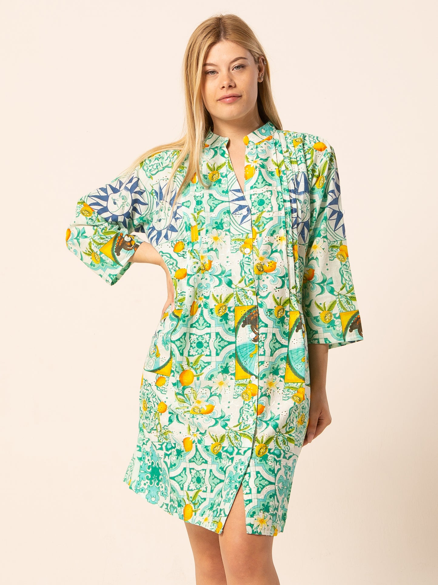 Abito Mix - verde acqua fantasia sole luna