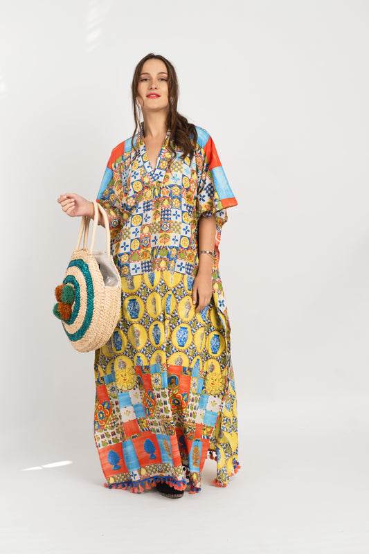 Caftan Dress - Agrigento - blue