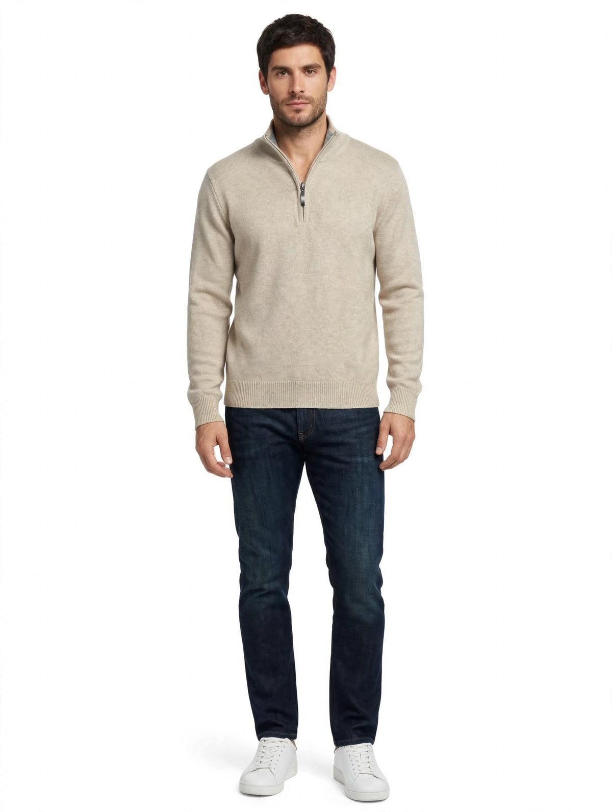 ARGUS - MAGLIONE MEZZA ZIP BEIGE