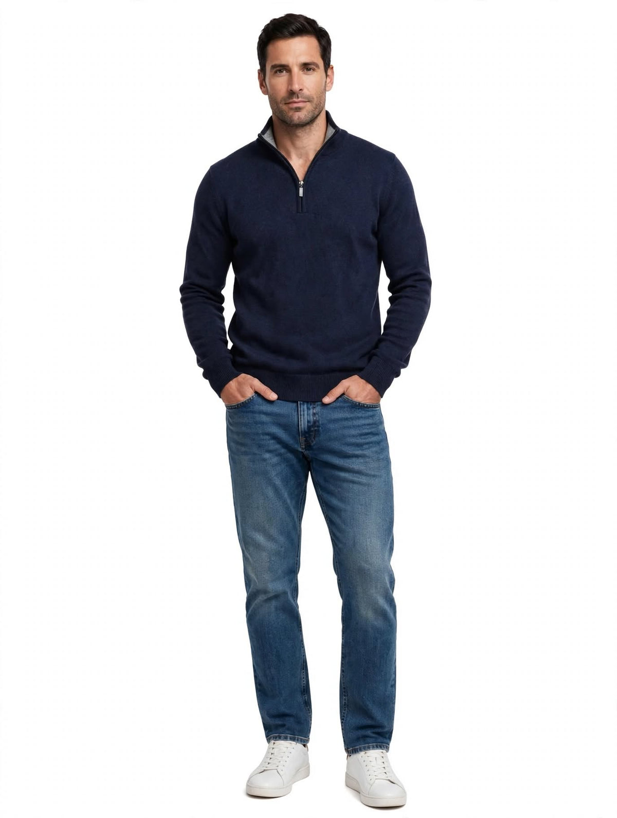 ARGUS - MAGLIONE MEZZA ZIP BLU