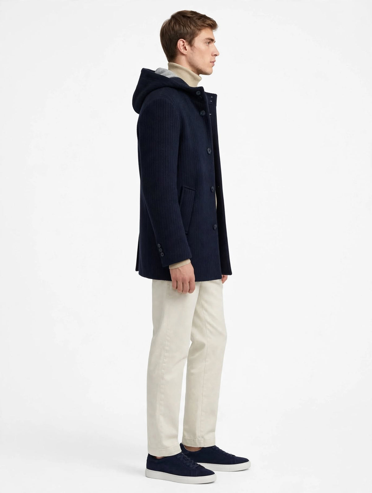 CASANOVA - CAPPOTTO IN MAGLINA CON CAPPUCCIO BLU