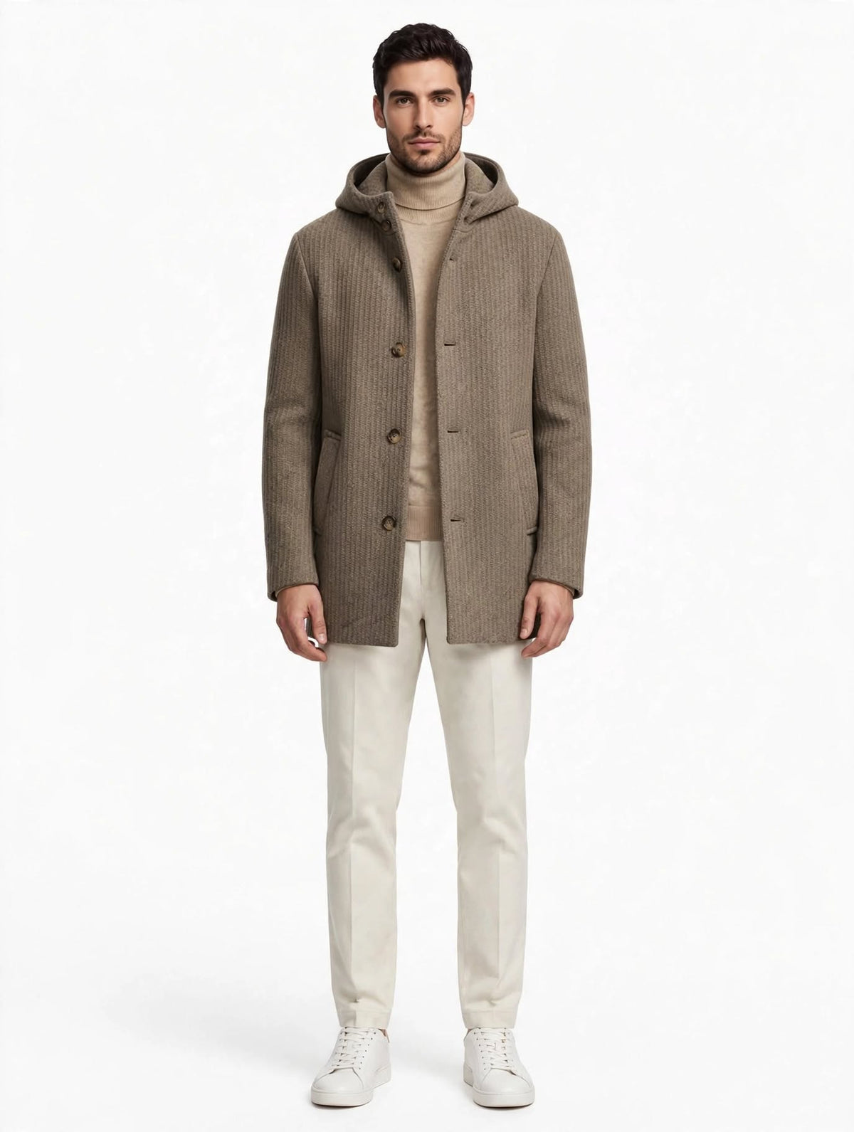 CASANOVA - CAPPOTTO IN MAGLINA CON CAPPUCCIO FANGO