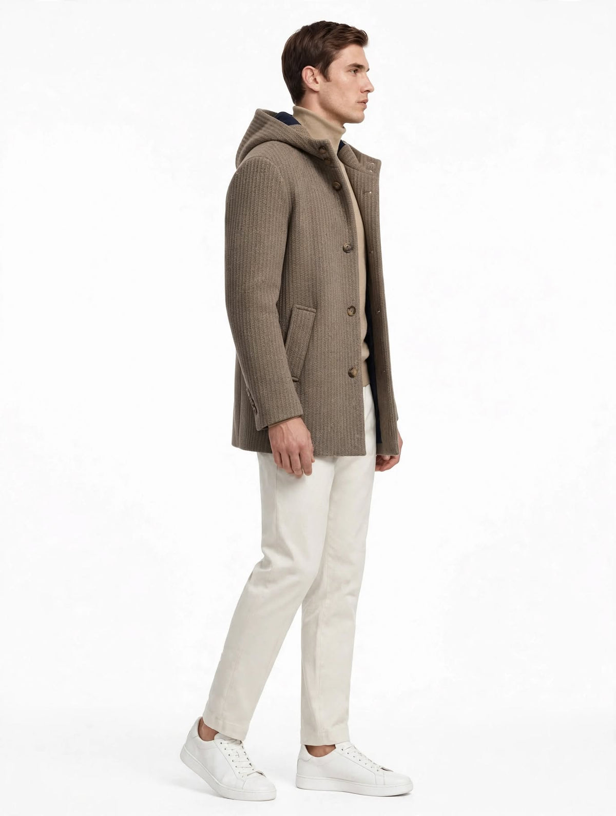 CASANOVA - CAPPOTTO IN MAGLINA CON CAPPUCCIO FANGO