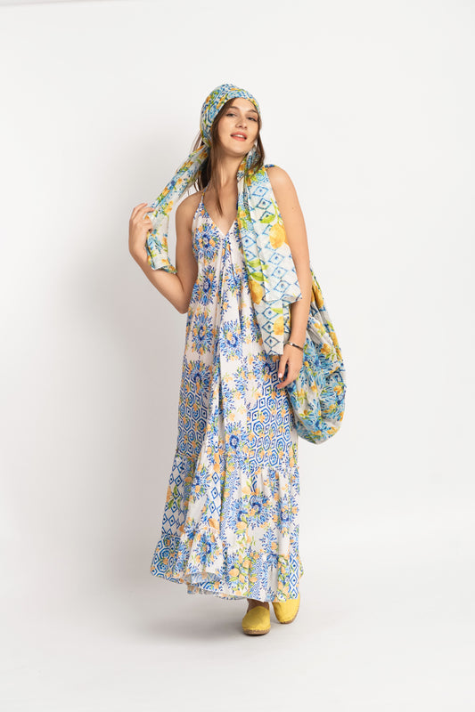 Caftan Dress - Agrigento - blue