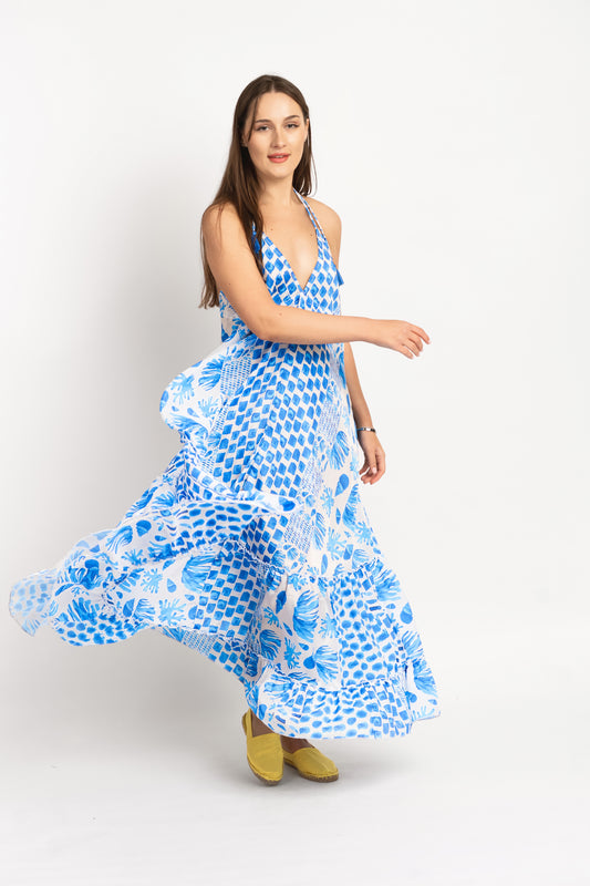 Caftan Dress - Agrigento - blue