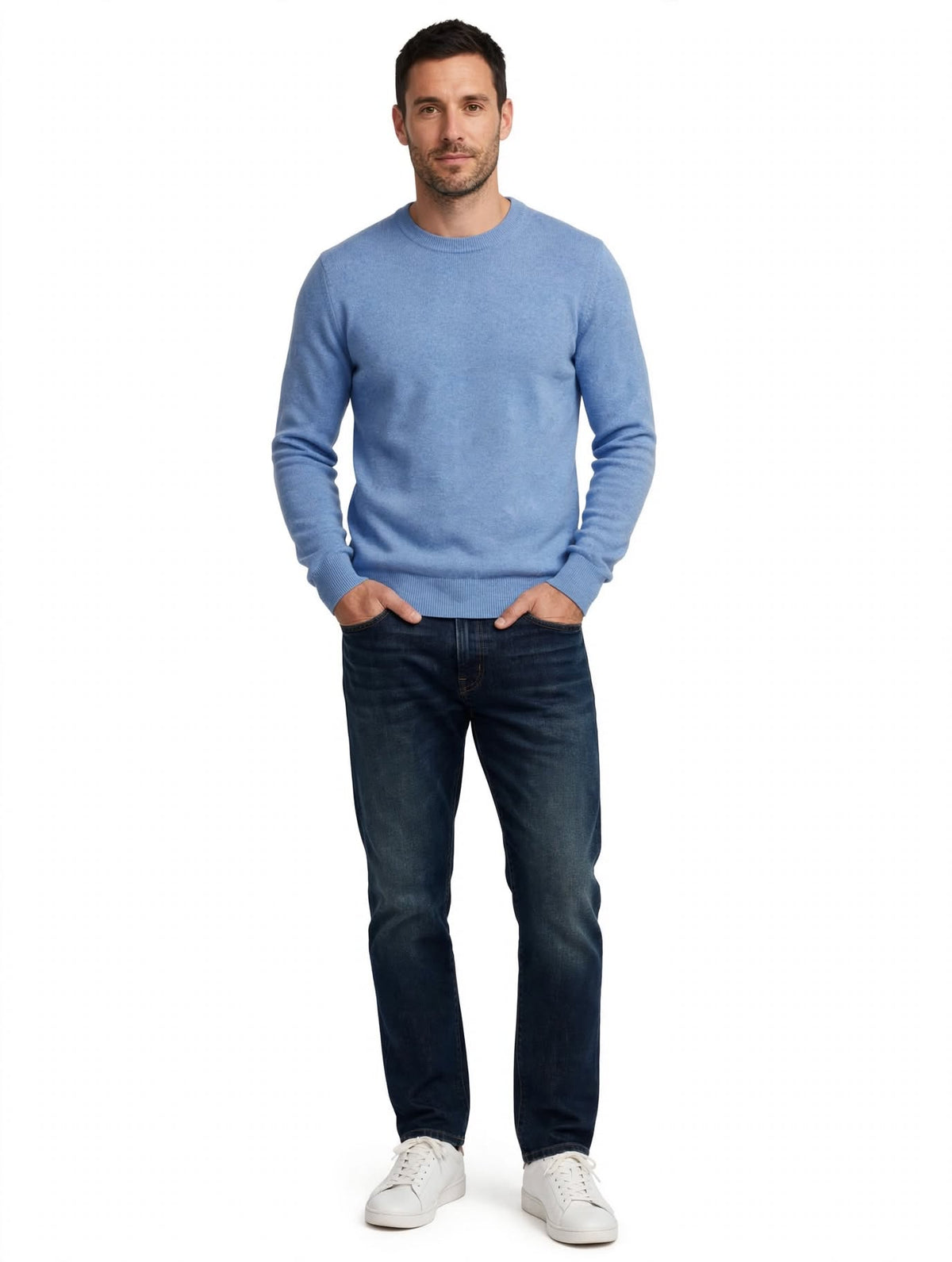DUMONT - MAGLIONE GIRO COLLO AZZURRO