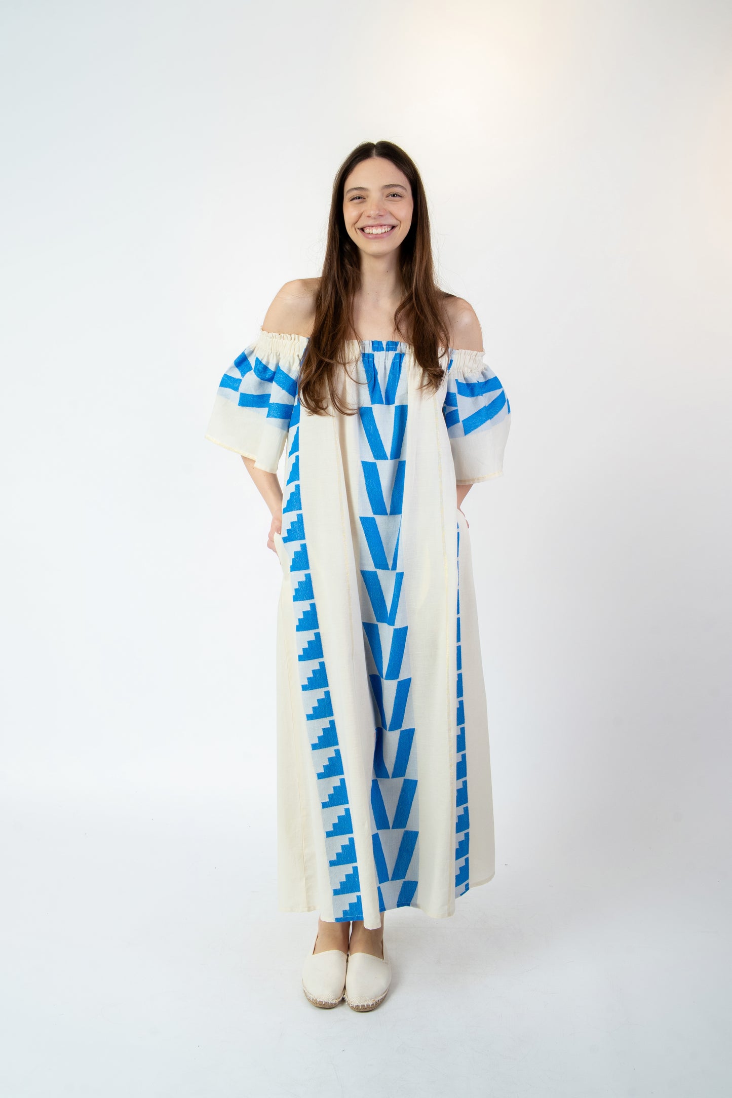 Gabriella - Abito fantasia bianco/blu