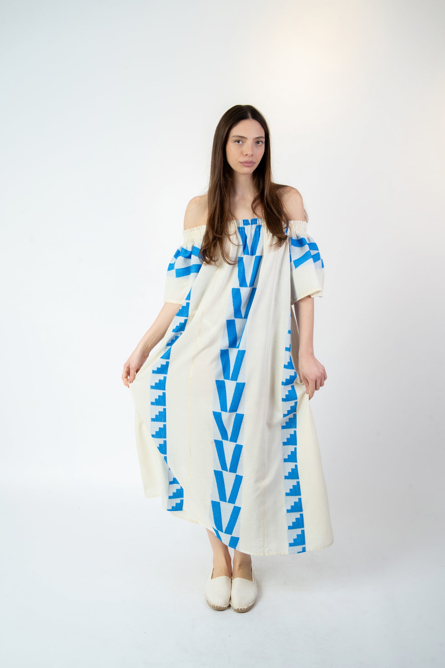Gabriella - Abito fantasia bianco/blu