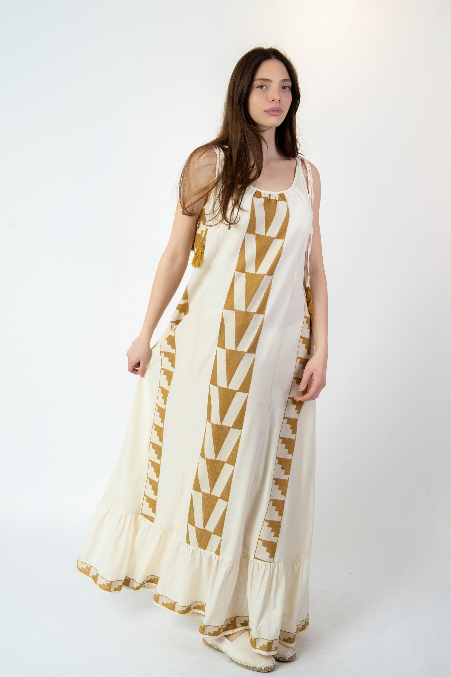 Gaia - Abito fantasia bianco/beige